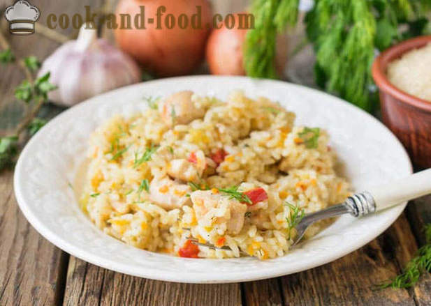 Vegetabilsk gryte med ris og kylling