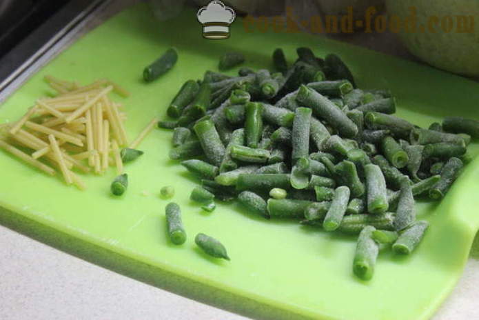 Meatless grønnsakssuppe med grønne bønner - hvordan å lage en grønnsakssuppe hjemme, trinnvis oppskrift bilder