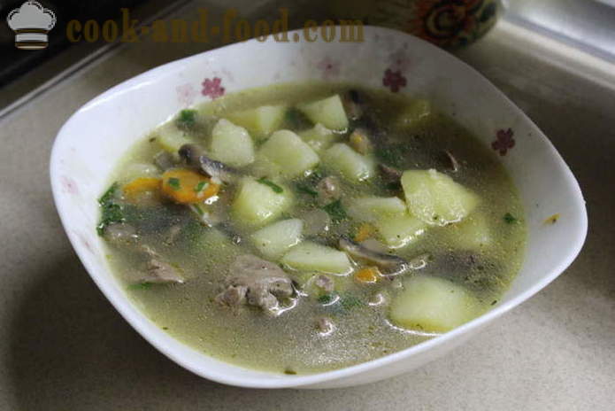 Suppe med kylling leveren - hvordan du koker suppe med leveren, en trinnvis oppskrift bilder