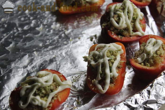 Fylte paprika med kjøttdeig med hakket selleri - som bakt fylte paprika i ovnen, med en trinnvis oppskrift bilder