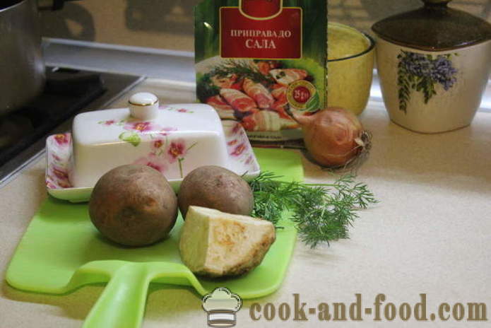 Poteter, potetmos med selleri og løk - hvordan å lage potetmos med løk og selleri, en trinnvis oppskrift bilder