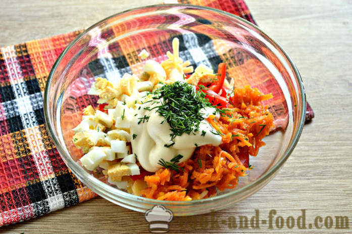 Salat med cherrytomater, egg og gulrot på koreansk - Hvordan lage salat, en trinnvis oppskrift bilder