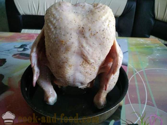 Bakt kylling helt på banken - som en deilig bakt kylling i ovnen hele, en trinnvis oppskrift bilder