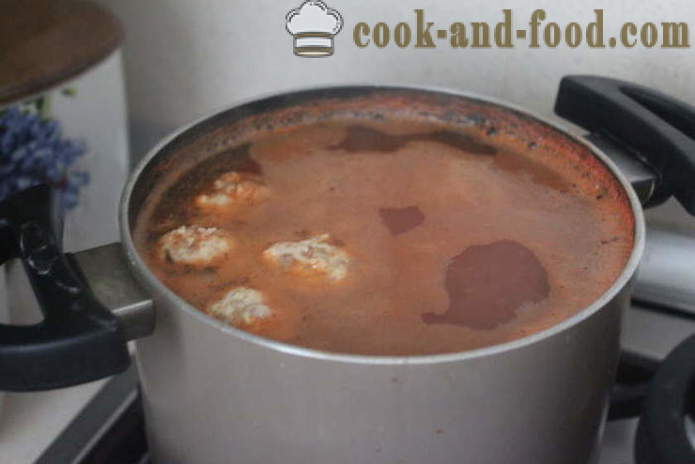 Enkel rød linsesuppe med kjøttboller og tomat - hvordan du koker suppe av røde linser, med en trinnvis oppskrift bilder