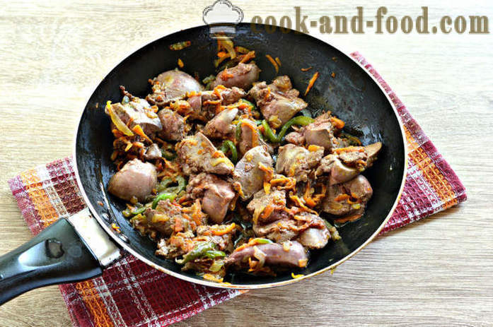 Stekt kylling lever med grønnsaker - Hvordan koke kylling lever i pannen, en trinnvis oppskrift bilder