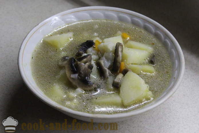 Kremet suppe med sopp og blomkål - hvordan du koker suppe med sopp, en trinnvis oppskrift bilder