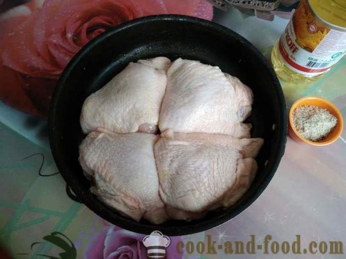Kylling lår i ovnen - som en deilig bakt kyllinglår i ovnen, med en trinnvis oppskrift bilder