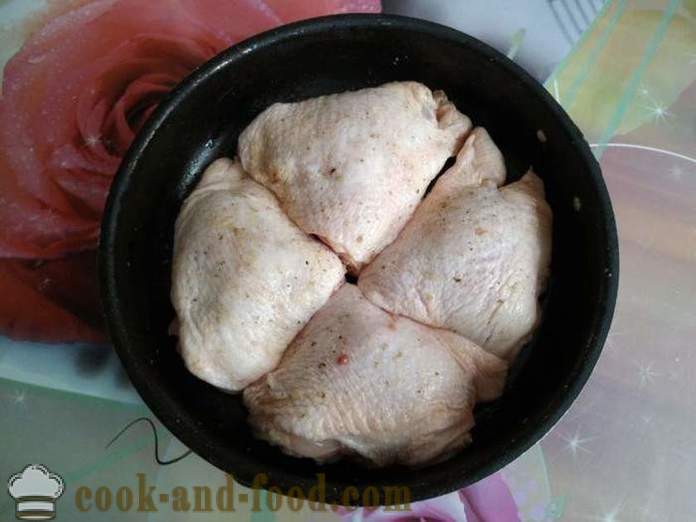 Kylling lår i ovnen - som en deilig bakt kyllinglår i ovnen, med en trinnvis oppskrift bilder