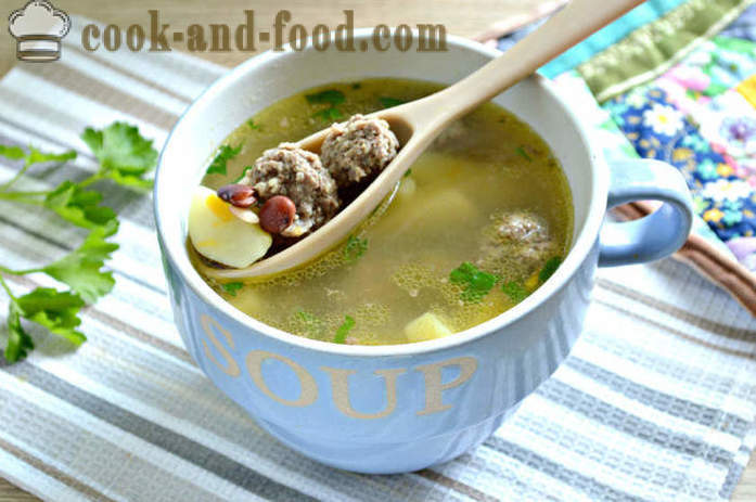 Bønnesuppe med kjøttboller og poteter - hvordan å lage mat bønnesuppe med røde bønner, en trinnvis oppskrift bilder