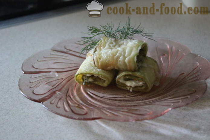 Rolls av squash fylt med - hvordan å lage deilige stekt zucchini i pannen, en trinnvis oppskrift bilder