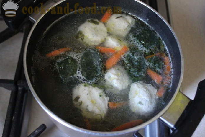 Spinat suppe med krem ​​og dumplings - hvordan du koker suppe med spinat frosset, trinnvis oppskrift bilder