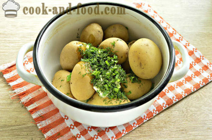 Kokte nypoteter med hvitløk og urter - hvordan å lage nye poteter velsmakende og riktig steg for steg oppskrift bilder