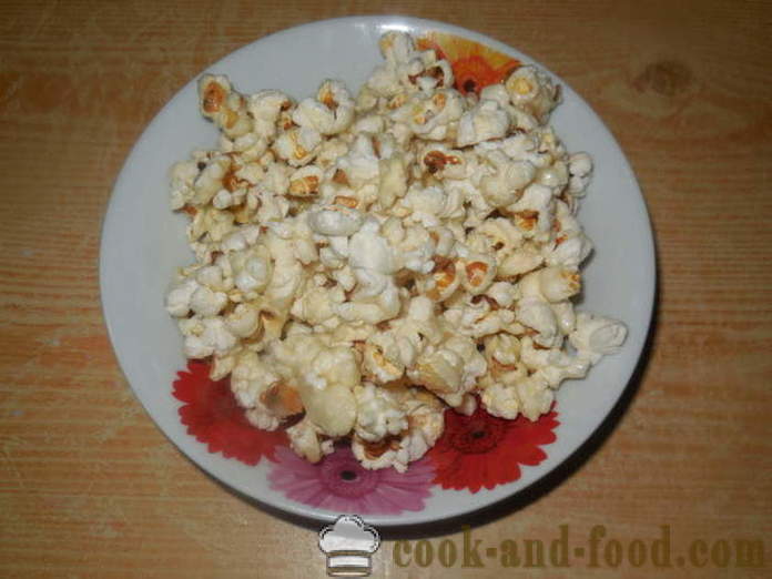 Salt og søt popcorn i en panne - hvordan å lage popcorn hjemme på riktig måte, trinnvis oppskrift bilder