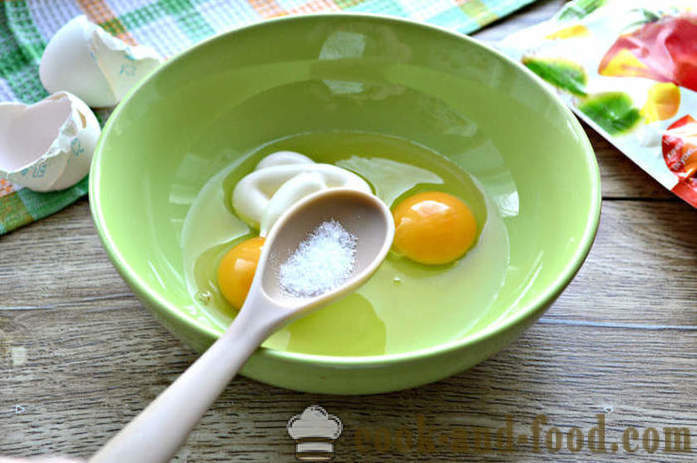 Egg ruller med stivelse og majones - hvordan å lage pannekaker til egg salat, en trinnvis oppskrift bilder