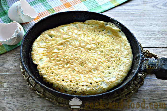 Egg ruller med stivelse og majones - hvordan å lage pannekaker til egg salat, en trinnvis oppskrift bilder
