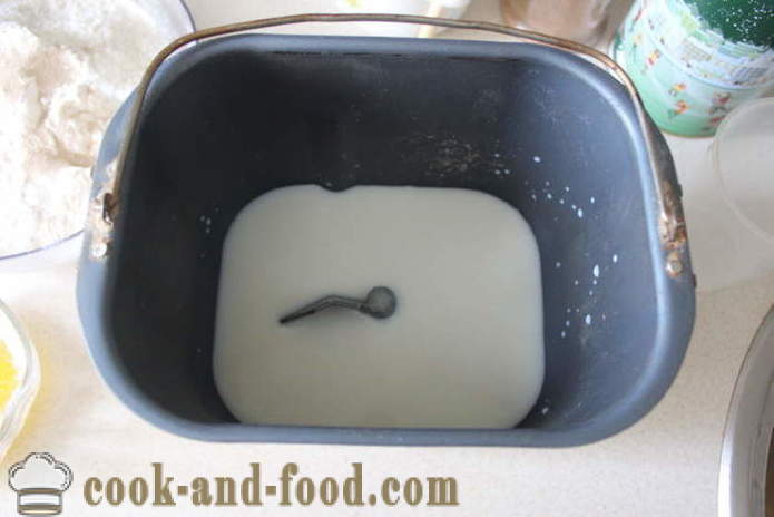 Milky hvitt brød i brød maskin - hvordan å bake brød i melk, en trinnvis oppskrift bilder