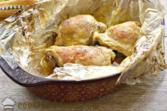 Bakte kyllinglår i ovnen - hvordan du koker kylling lår i en hylse med en skorpe, en trinnvis oppskrift bilder