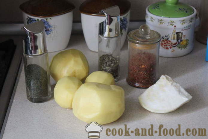 Poteter og selleri i ovnen - som en velsmakende grønnsak bake i ovnen, med en trinnvis oppskrift bilder
