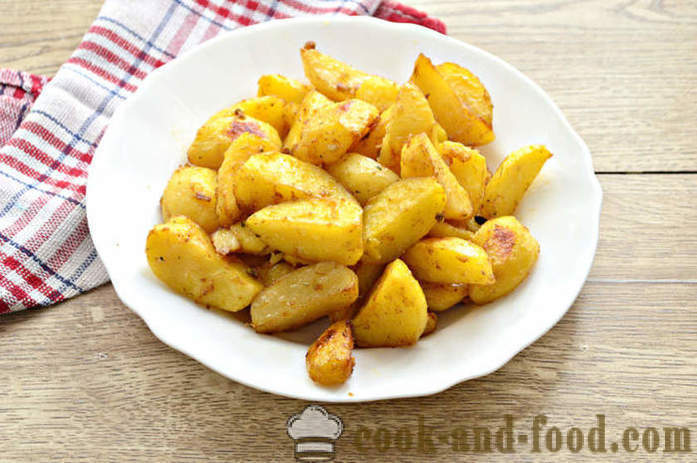 Bakt potet skiver i ovnen med hvitløk og soyasaus - begge deilige bakte poteter i ovnen, med en trinnvis oppskrift bilder