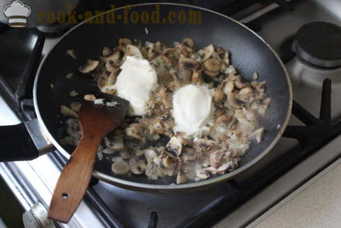 Fylt pasta-skjell med hakket sopp - Hvordan lage utstoppede pasta-skjell i ovnen, med en trinnvis oppskrift bilder