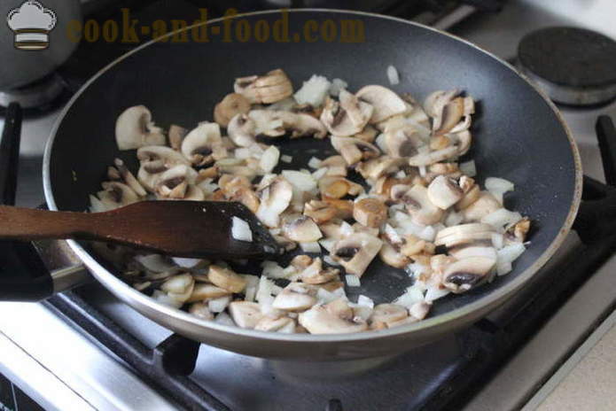 Fylt pasta-skjell med hakket sopp - Hvordan lage utstoppede pasta-skjell i ovnen, med en trinnvis oppskrift bilder