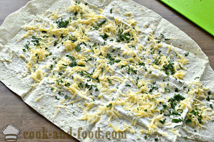 Konvolutter av pita med ost og urter - hvordan å lage konvolutter fra lavash med ost, en trinnvis oppskrift bilder