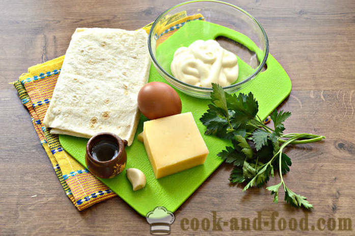 Konvolutter av pita med ost og urter - hvordan å lage konvolutter fra lavash med ost, en trinnvis oppskrift bilder