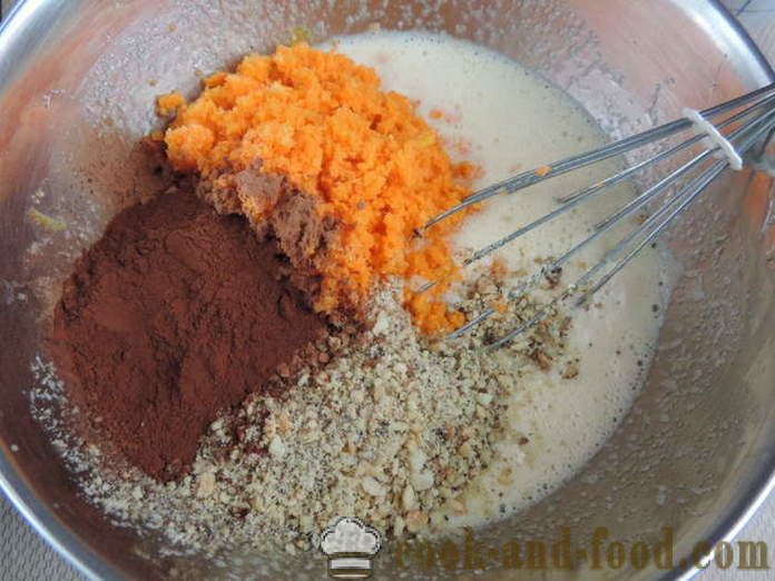Den enkleste sjokolade gulrotkake med vegetabilsk olje - hvordan å lage gulrotkake i ovnen, med en trinnvis oppskrift bilder