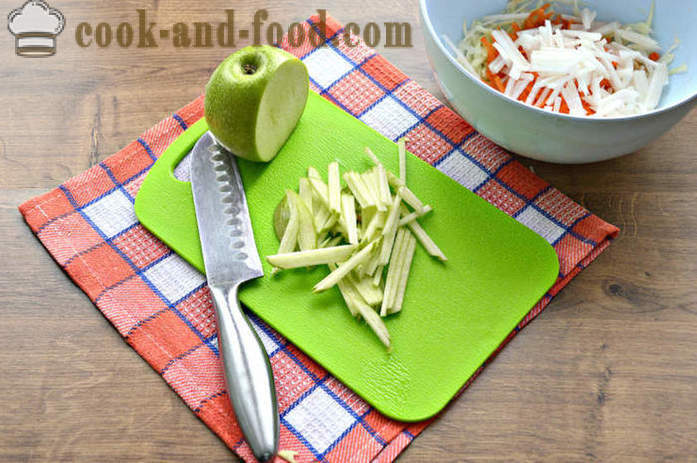 Salat av daikon reddik og gulrot, eple og kål - hvordan å forberede en salat av reddik reddik og smør, med en trinnvis oppskrift bilder