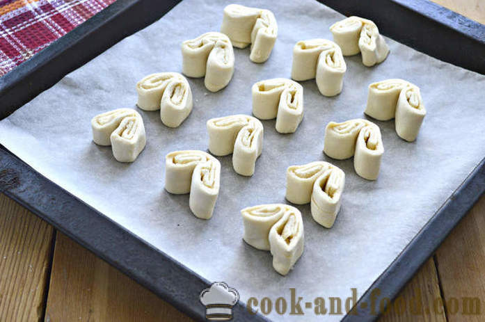 Cookies ører butterdeig - hvordan å lage puff ører, en trinnvis oppskrift bilder