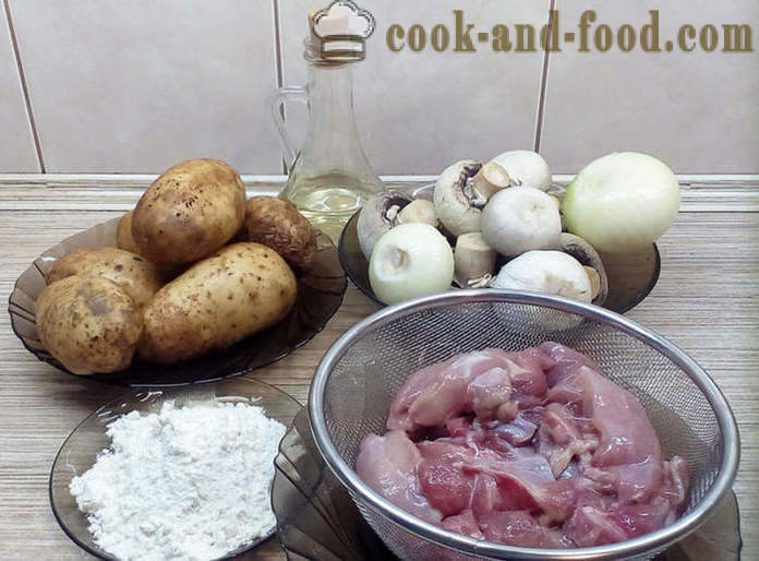 Velsmakende steke med poteter i ovnen - hvordan å lage mat en stek med poteter, kjøtt og sopp, en trinnvis oppskrift bilder