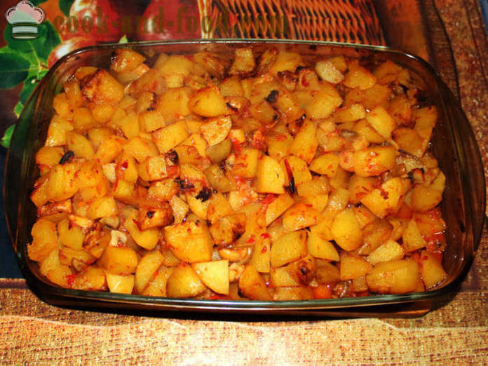 Poteter med sopp bakt i ovnen - som bakte poteter med sopp, en trinnvis oppskrift bilder