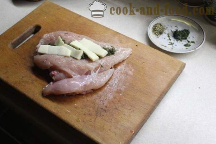 Cheese roll fra kyllingbryst i ovnen - hvordan å lage en kylling roll hjemme, trinnvis oppskrift bilder