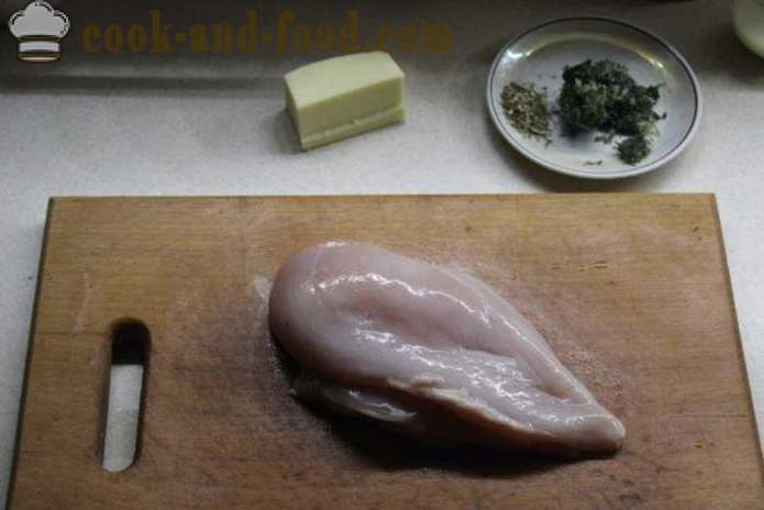 Cheese roll fra kyllingbryst i ovnen - hvordan å lage en kylling roll hjemme, trinnvis oppskrift bilder