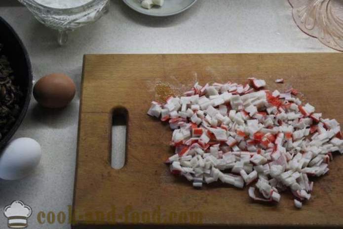 Lagvis krabbe salat med ris og sopp - hvordan du koker krabbe salat med ris og sopp, en trinnvis oppskrift bilder