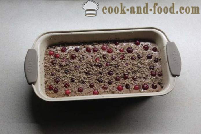 Tranebær muffins med sjokolade på kefir - hvordan å lage kaker med sjokolade og tyttebær, med trinnvise oppskrift bilder