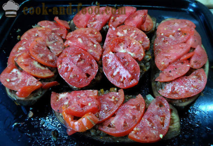 Aubergine fylt med bakt i ovnen - som aubergine bake i ovnen, med en trinnvis oppskrift bilder