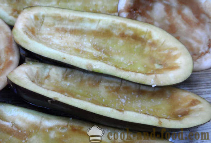 Aubergine fylt med bakt i ovnen - som aubergine bake i ovnen, med en trinnvis oppskrift bilder