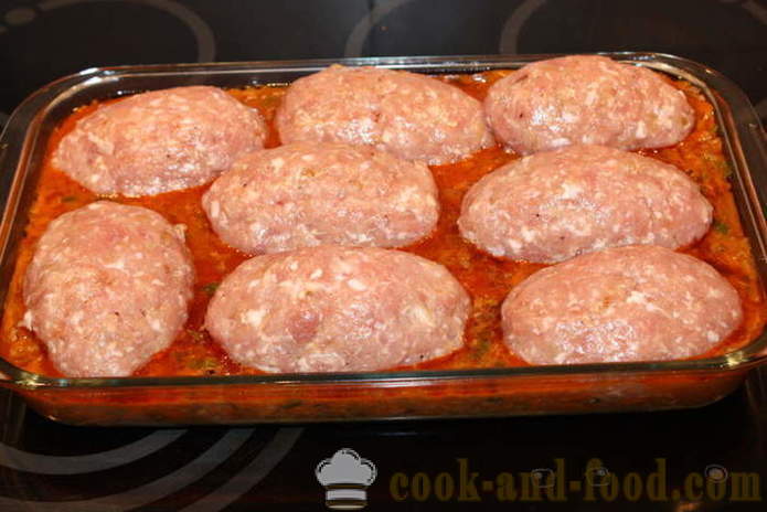 Bakt kjøttboller kjøttdeig fylt med - hvordan å lage en kjøttpudding i ovnen, med en trinnvis oppskrift bilder