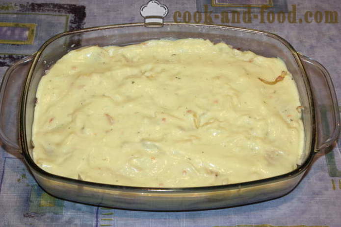 Lasagne med kylling og ostesaus og melk - hvordan å lage lasagne hjemme i ovnen, med en trinnvis oppskrift bilder