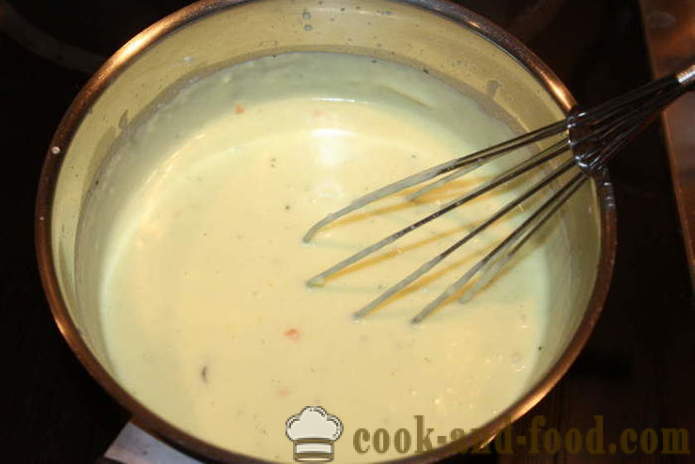 Lasagne med kylling og ostesaus og melk - hvordan å lage lasagne hjemme i ovnen, med en trinnvis oppskrift bilder