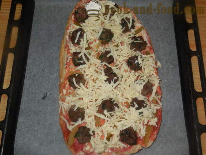 Lazy tykk pita pizza i ovnen - hvordan å lage mat fra det ferdige pita pizza, en trinnvis oppskrift bilder