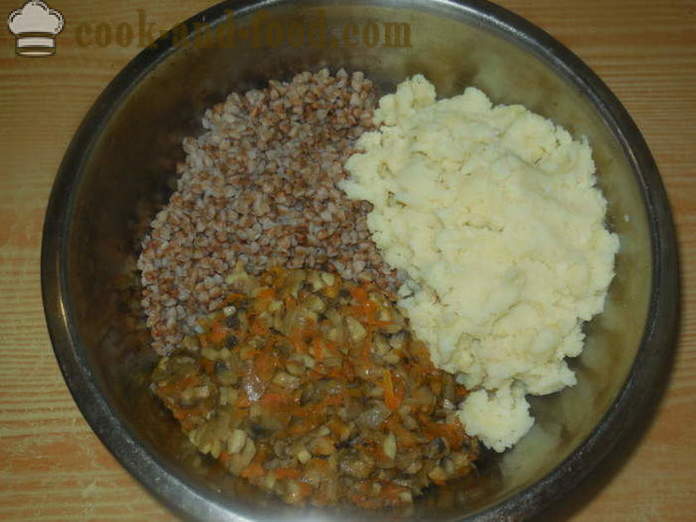 Fylt kål med bokhvete, poteter og sopp - hvordan å lage mat meatless fylt med bokhvete, en trinnvis oppskrift bilder