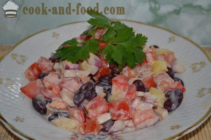 Salat med bønner og blekksprut - Hvordan forberede en salat med blekksprut og bønner, med en trinnvis oppskrift bilder
