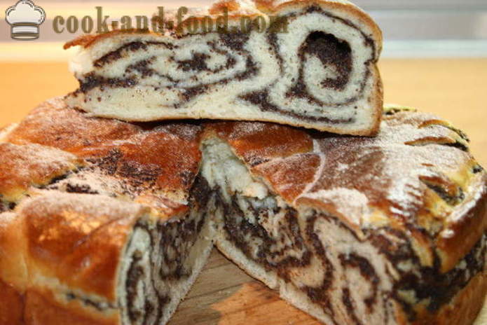 Valmuefrø kake gjær-snegl - hvordan å lage valmuefrø kake fra gjærdeig, en trinnvis oppskrift bilder