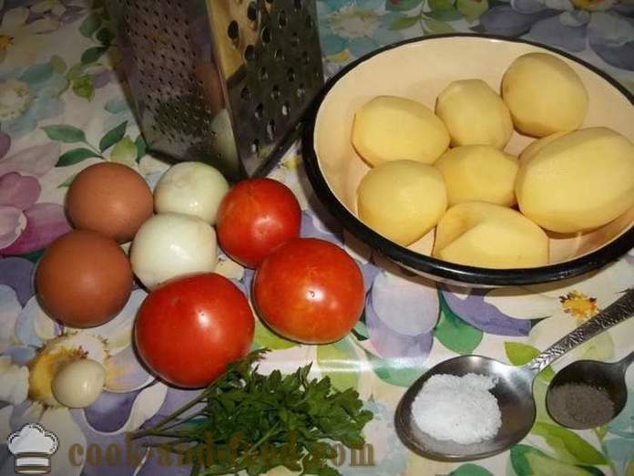 Pannekaker laget av poteter med tomater - hvordan å lage potetpannekaker, med en trinnvis oppskrift bilder