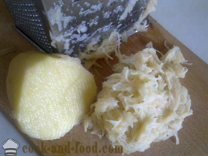 Gryte av revet rå poteter med ost og hvitløk - hvordan å lage en deilig gryte med poteter i ovnen, med en trinnvis oppskrift bilder
