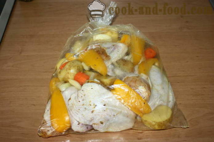 Bakte poteter med kylling i ermet - hvordan du koker potetene i ovnen med kylling, en trinnvis oppskrift bilder