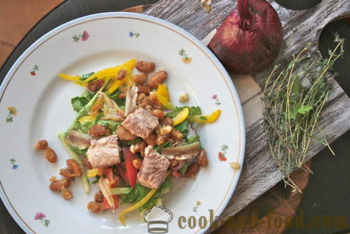 Fransk salat Niçoise classic - med tunfisk og bønner, hvordan å forberede en salat med tunfisk, trinnvis oppskrift bilder
