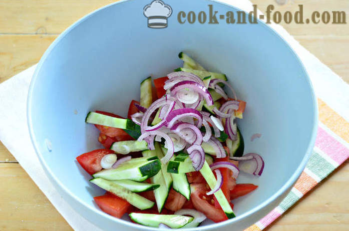 Deilig salat med kinakål og grønnsaker - hvordan å lage en salat av kinakål, tomater og agurker, med en trinnvis oppskrift bilder